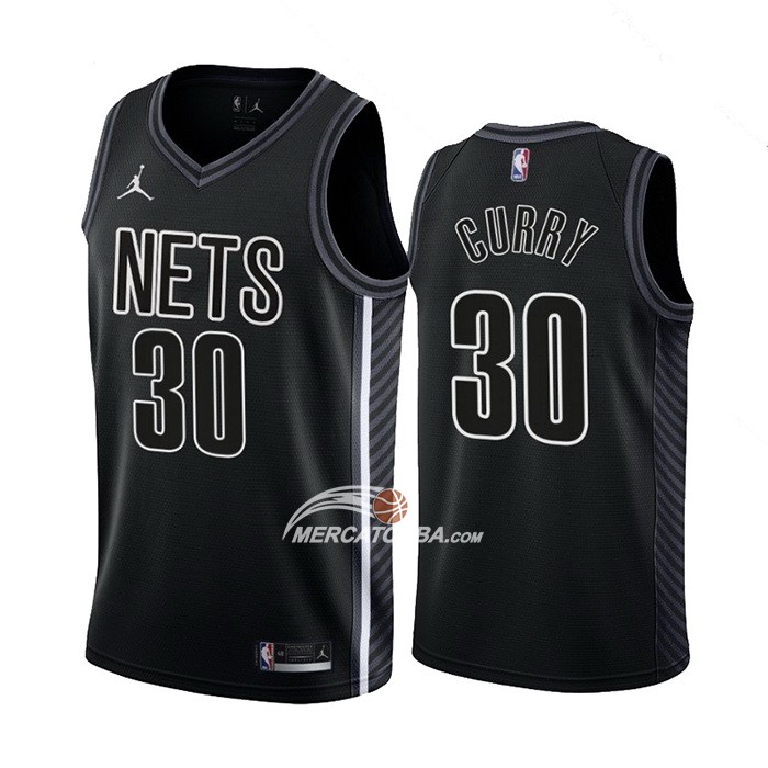 Maglia Brooklyn Nets Seth Curry NO 30 Statement 2022-23 Nero